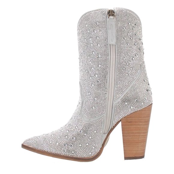 Dingo Neon Moon Leather Booties Silver Rhinestone Western Boots Size 9 NIB - Picture 4 of 12